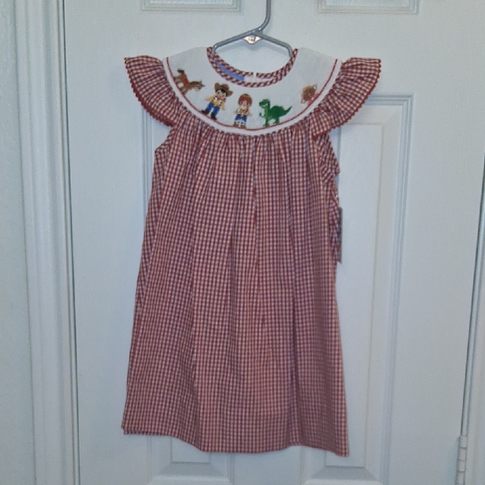 Anavini Kids Casual Dress - Red Checkered